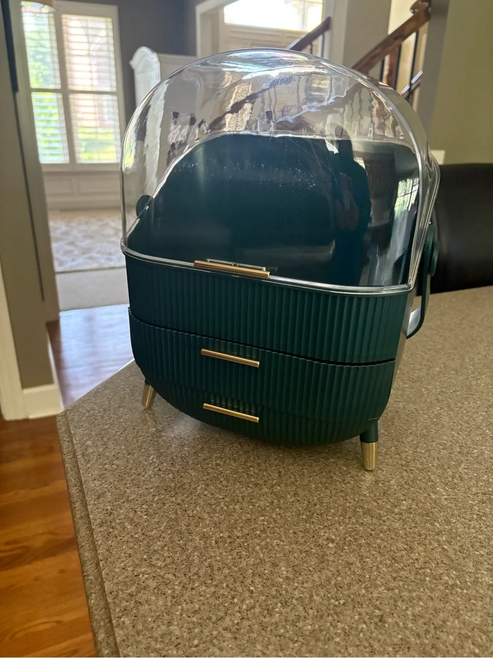 Makeup Organizer Case with Clear Dome - green NWT